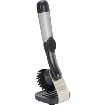 Odkapávač na nádobí Joseph Joseph Šedý plastový kartáč na nádobí SinkTech se stojánkem