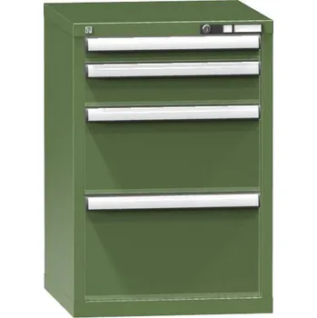 Dílenská skříňka KOMBI, v x š x h: 840 x 578 x 630 mm, 4 x zásuvka, barva zelená RAL6011