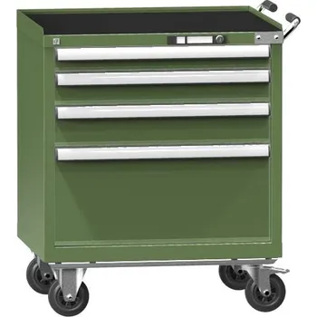 Pojízdná dílenská skříňka se 4 zásuvkami, v x š x h: 863 x 731 x 780 mm, barva zelená RAL6011