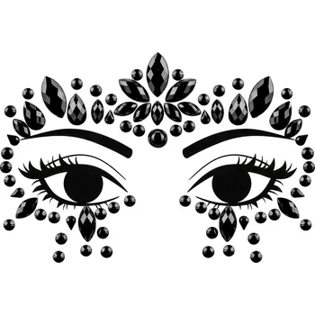 Karnevalový doplněk Samolepicí černé kamínky na obličej 15x9 cm – party dekorace