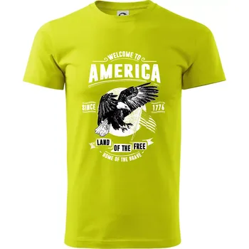 Pánské tričko Welcome To America - Klasické pánské triko vyšší gramáže - XS ( Limetková )
