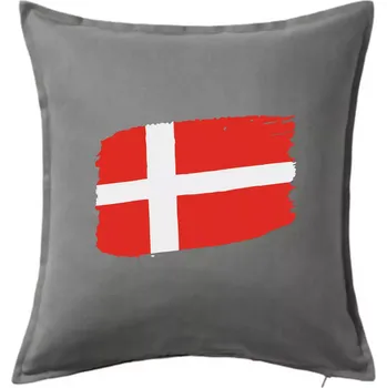 Polštář Dánsko vlajka - Polštář 50x50 - 50x50 - Včetně výplně ( Tmavě šedý melír )