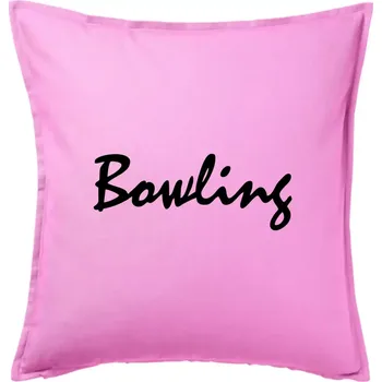Polštář Bowling nápis psací - Polštář 50x50 - 50x50 - Pouze potah ( Růžová )