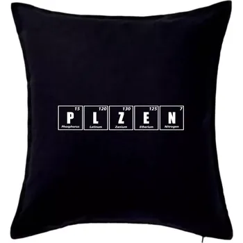 Polštář Periodická tabulka Plzeň - Polštář 50x50 - 50x50 - Pouze potah ( Černá )