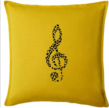 Polštář Houslový klíč z not - Polštář 50x50 - 50x50 - Pouze potah ( Žlutá )