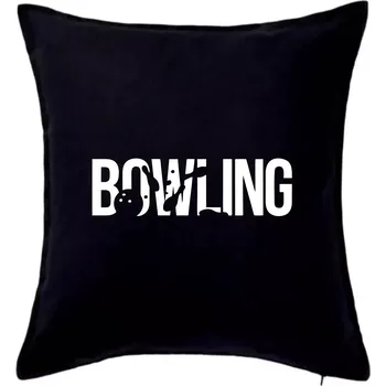 Polštář Bowling nápis kuželky - Polštář 50x50 - 50x50 - Pouze potah ( Černá )