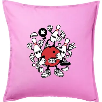 Polštář Bowling komiks - Polštář 50x50 - 50x50 - Pouze potah ( Růžová )