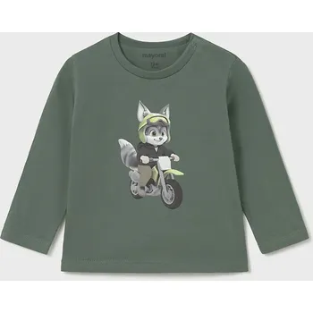 Oblečení a móda Bavlněné tričko s dlouhým rukávem Mayoral 2065.3C.Baby.9BYA zelená 77X, vel. 104