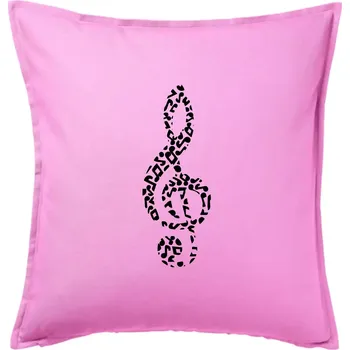 Polštář Houslový klíč z not - Polštář 50x50 - 50x50 - Pouze potah ( Růžová )