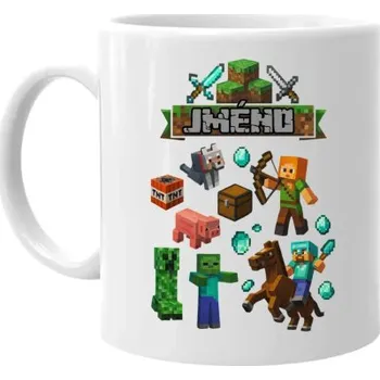 Žertovný předmět Hrnek se jménem pro fanoušky hry Minecraft - hrnek s potiskem - personalizovaný produkt- Tričkový.cz