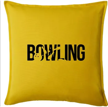 Polštář Bowling nápis kuželky - Polštář 50x50 - 50x50 - Pouze potah ( Žlutá )