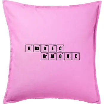 Polštář Periodická tabulka Hradec Králové - Polštář 50x50 - 50x50 - Pouze potah ( Růžová )
