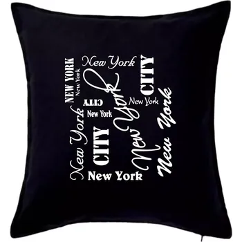 Polštář New York City font - Polštář 50x50 - 50x50 - Pouze potah ( Černá )
