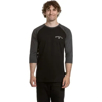 Pánské tričko Meatfly pánské tričko s dlouhým rukávem Kennedy Raglan Black | Černá | Velikost XXL | 100% bavlna