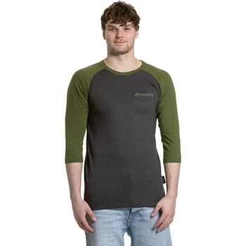 Meatfly pánské tričko s dlouhým rukávem Reagan Raglan Olive / Charcoal Heather | Šedá | Velikost S | 100% bavlna