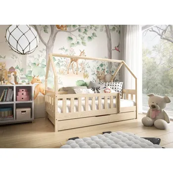 Dětská postýlka MBLM Postel Lena 190 x 80 cm - borovice Výběr matrace: BEZ matrace, Zásuvka - úložný prostor: Se zásuvkou (úložný prostor)