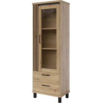 Obývací stěna Vitrína ND-2 Nadia dub artisan / černý mat, 67 cm