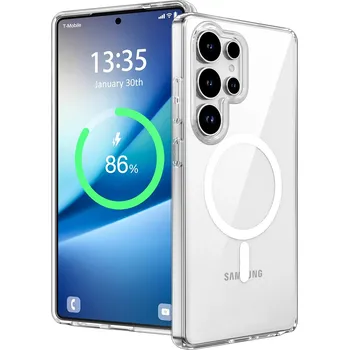 Pouzdro na mobilní telefon MagSafe průhledný kryt z tvrdého silikonu pro Samsung Galaxy S25 Ultra