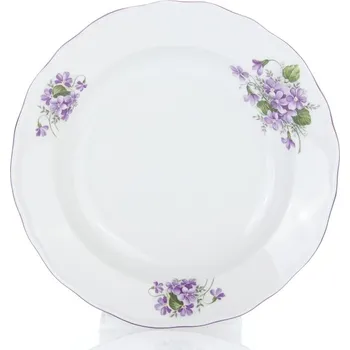 Talíř Český porcelán, a.s., Dubí Talíř hluboký, český porcelán, 24 cm, fialky, Český porcelán