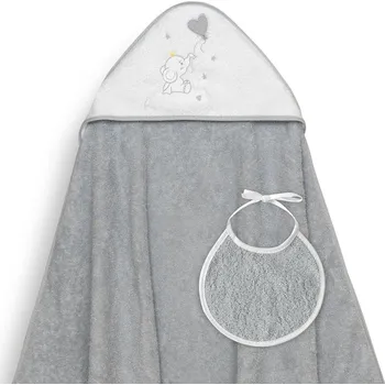 Pončo s s kapucí Interbaby 100 x 100 cm šedé