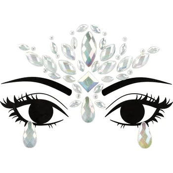 Karnevalový doplněk Samolepicí třpytivé kamínky na obličej, svítící ve tmě, 9,5x8,5 cm