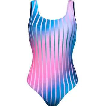 Dámské plavky Veselé dámské jednodílné plavky Fialové proužky