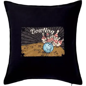 Polštář Bowling plakát - Polštář 50x50 - 50x50 - Pouze potah ( Černá )