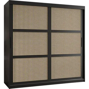 Šatní skříň Šatní skříň s posuvnými dveřmi s vídeňským výpletem – 180 cm, ČERNÁ