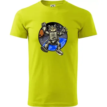 Kočičí astronaut - Klasické pánské triko vyšší gramáže - S ( Limetková )