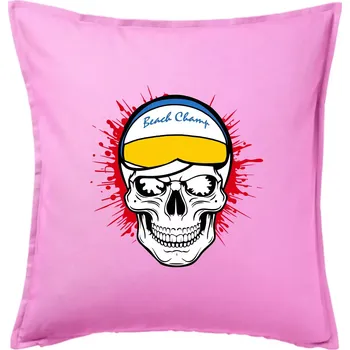 Polštář Beach volejbal lebka - Polštář 50x50 - 50x50 - Pouze potah ( Růžová )