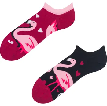 Dámské ponožky Veselé ponožky do tenisek Plameňáci a srdíčka