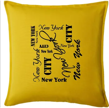 Polštář New York City font - Polštář 50x50 - 50x50 - Pouze potah ( Žlutá )