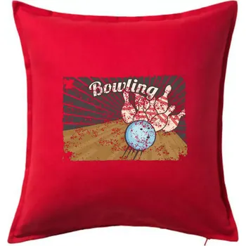 Polštář Bowling plakát - Polštář 50x50 - 50x50 - Pouze potah ( Červená )