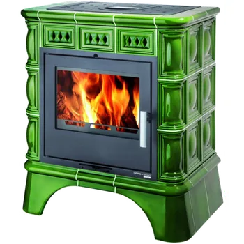 Krbová kamna Haas+Sohn Kachlová kamna MATERA, černá, kachlový sokl+kachlový obklad zelená