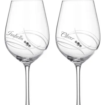 Sklenice Dekorant Svatební sklenice na bílé víno Apollo s krystaly Swarovski 360 ml 2KS