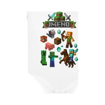 Žertovný předmět Body se jménem pro fanoušky hry Minecraft - dětské body s potiskem - personalizovaný produkt- Tričkový.cz