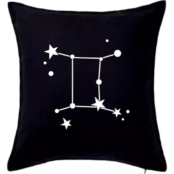 Polštář Souhvězdí - Gemini - Blíženci - Polštář 50x50 - 50x50 - Pouze potah ( Černá )