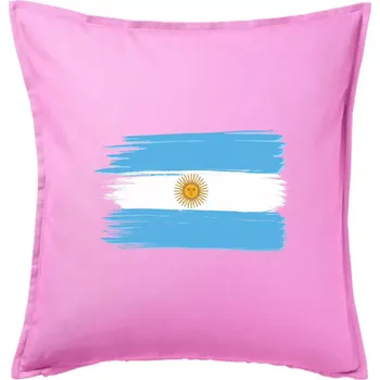 Polštář Argentina vlajka kreslená štětkou - Polštář 50x50 - 50x50 - Pouze potah ( Růžová )