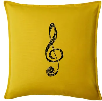 Polštář Houslový klíč kreslený - Polštář 50x50 - 50x50 - Pouze potah ( Žlutá )