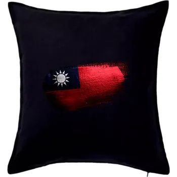 Polštář Taiwan vlajka štětcem kreslená - Polštář 50x50 - 50x50 - Pouze potah ( Černá )