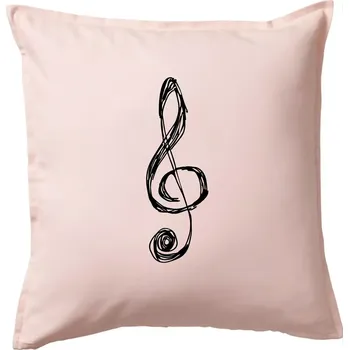 Polštář Houslový klíč kreslený - Polštář 50x50 - 50x50 - Pouze potah ( Světle růžová )