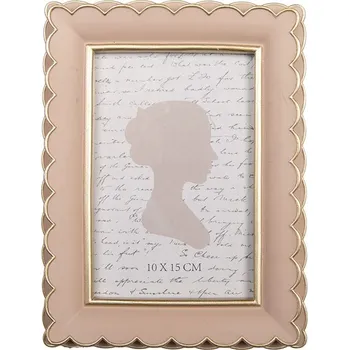 Rám na obraz Růžový fotorámeček se zlatými vlnkami - 15*3*20 cm / 10*15 cm