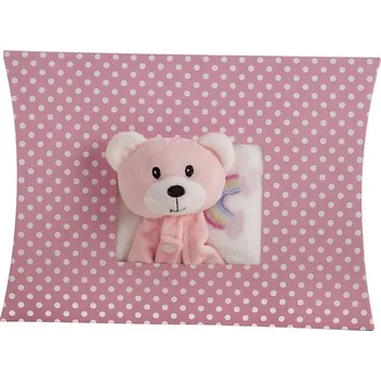 plyšák Dečka + usínáček růžový méďa od firmy Llopis (Manta 90 x 75 cm coral + dou dou 30 cm)