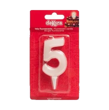 Dortová svíčka Svíčka na dort číslo 5 svítící ve tmě 6cm - Dekora