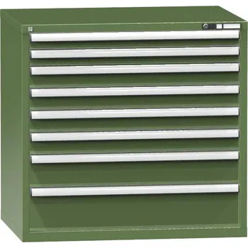 Zásuvková dílenská skříňka, 8 x zásuvka, v x š x h: 990 x 1037 x 780 mm, barva zelená RAL6011
