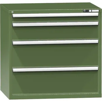 Zásuvková dílenská skříňka, v x š x h: 990 x 1037 x 780 mm, 4 x zásuvka, barva zelená RAL6011