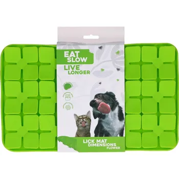 Hračka pro psa Eat Slow Live Longer lízací zpomalovací podložka Flower zelená