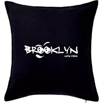 Polštář Brooklyn úsměv - Polštář 50x50 - 50x50 - Včetně výplně ( Černá )