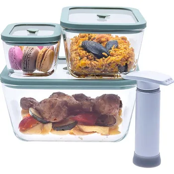 Dóza na potraviny STATUS Viva 131201 4dílný set skleněných vakuových dóz mint