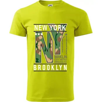 New York Brooklyn - maskáč - Klasické pánské triko vyšší gramáže - S ( Limetková )